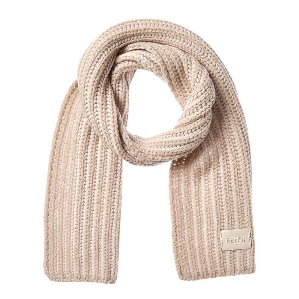 Fendi Wool & Cashmere-Blend Scarf, Beige
